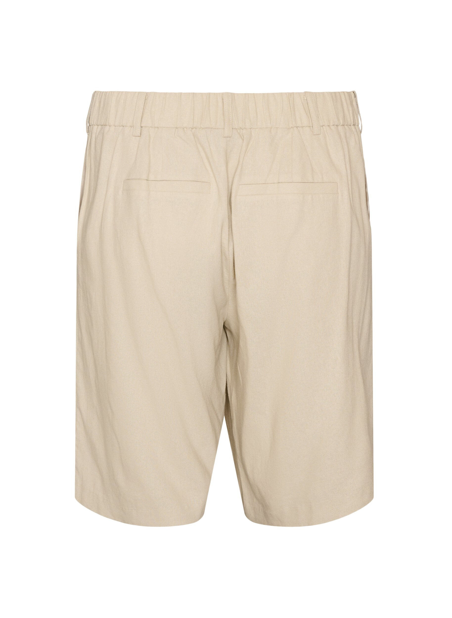 ZizziHoch taillierte Bermudashorts aus Leinen und Viskose, Beige, Packshot image number 1