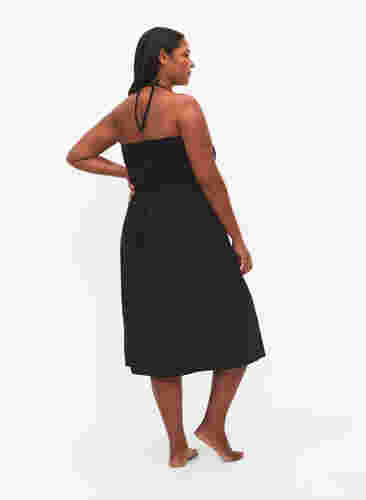 Strandkleid aus Viskose mit Smok am Oberteil, Black, Model image number 1