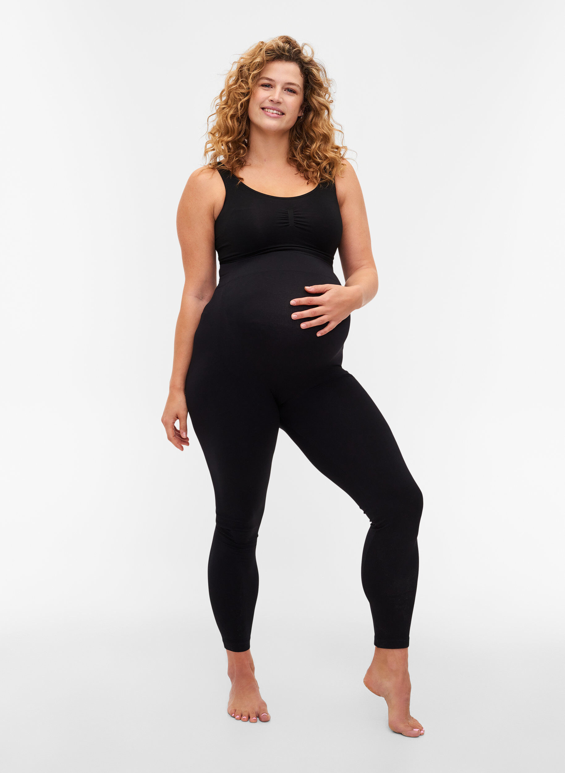Zizzi Seamless Umstands-Leggings, Black, Model image number 2