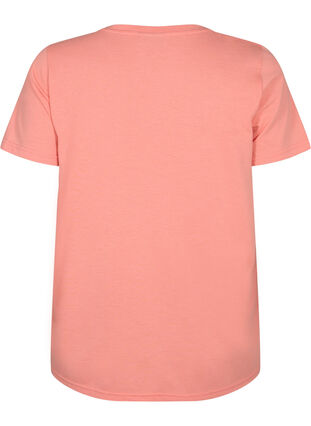 Kurzärmeliges T-Shirt mit V-Ausschnitt, Bright Coral, Packshot image number 1