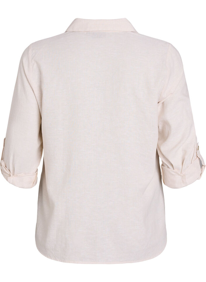 Bluse aus Leinen und Viskose mit 3/4-Ärmeln, Beige, Packshot image number 1