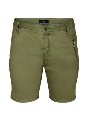 Slim Fit Denim Shorts, Green, Packshot image number 0