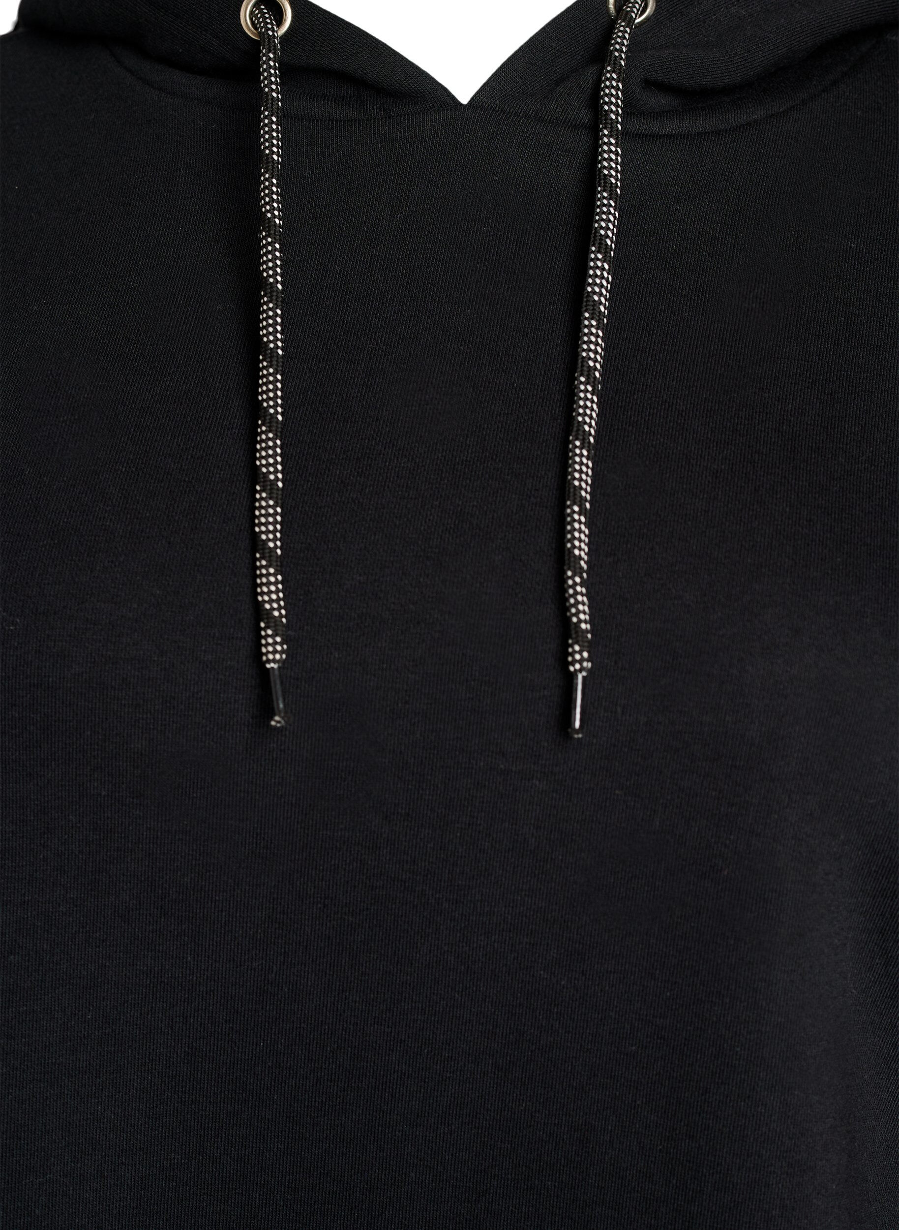 Zizzi Lange Sweatjacke aus Baumwolle mit Kapuze, Schwarz, Packshot image number 2