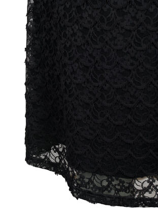 Kurzärmeliges Kleid aus Spitze mit breiten Rüschen, Black, Packshot image number 3