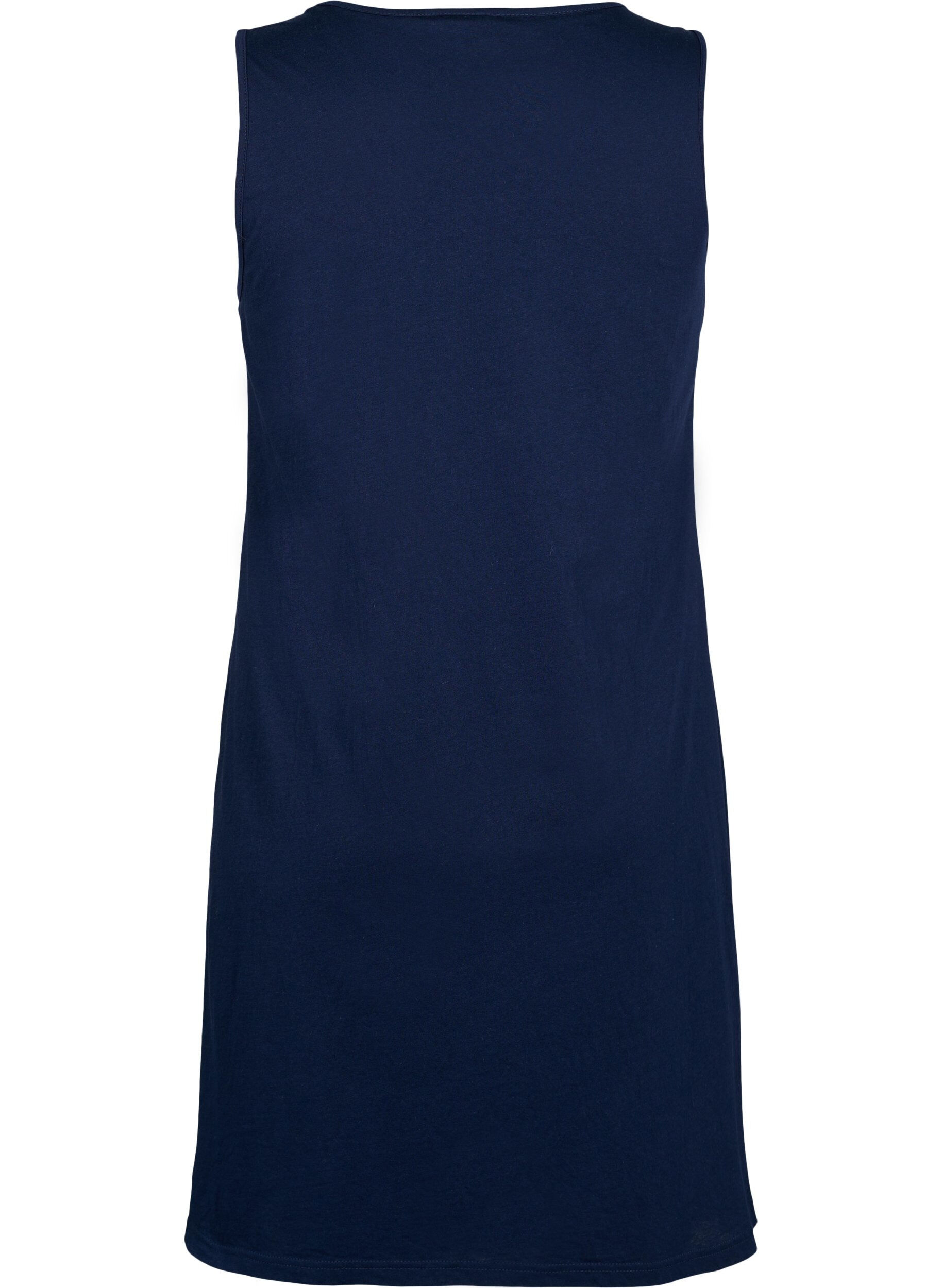 Zizzi &Auml;rmelloses Kleid aus Baumwolle mit A-Linie, Navy B. W. Escape, Packshot image number 1
