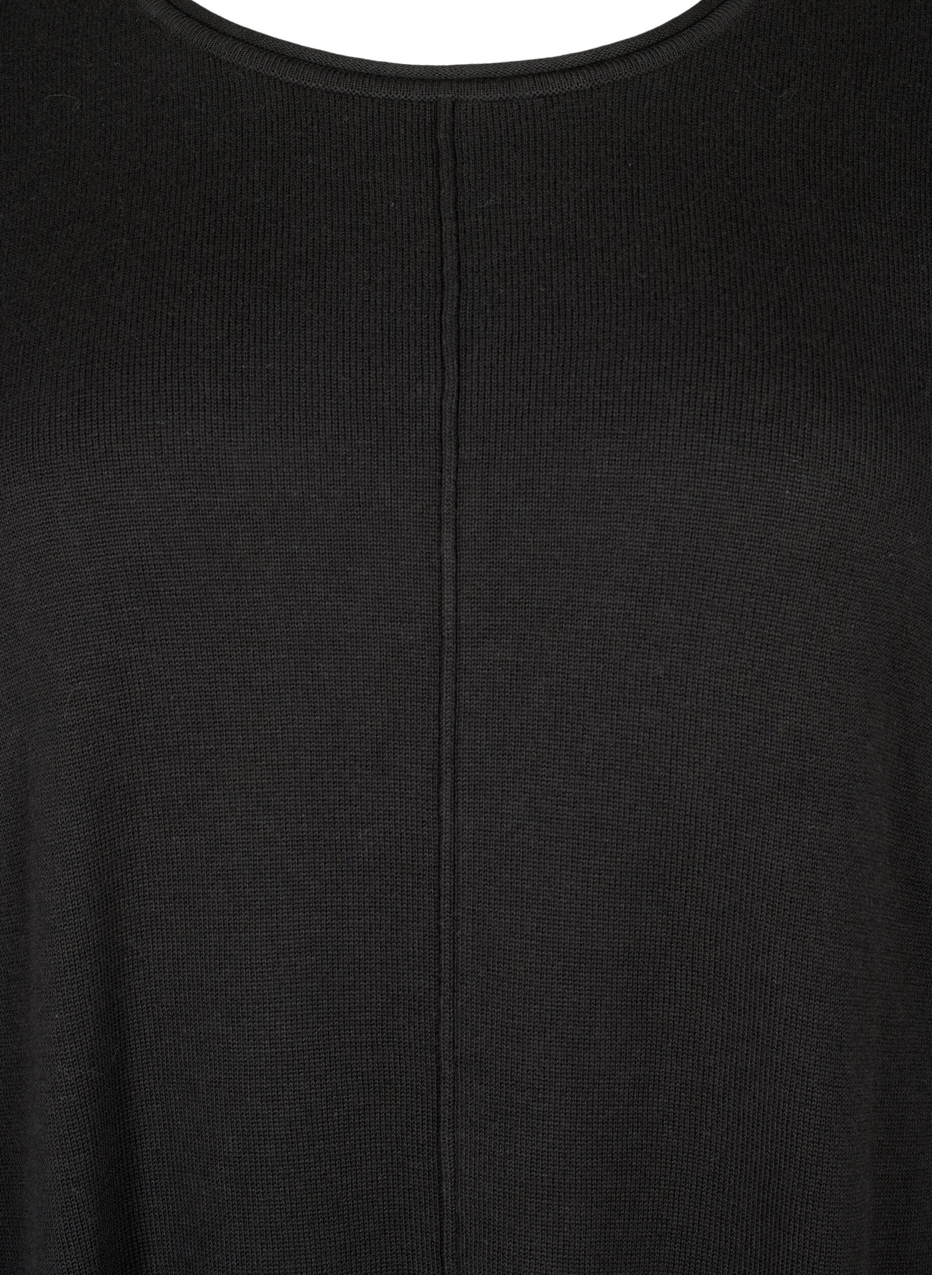 ZizziGestrickte Bluse aus Baumwoll-Viskose-Mischung, Schwarz, Packshot image number 2