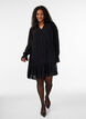 Kleid aus Viskose mit R&uuml;schen und transparenten &Auml;rmeln, Schwarz, Model image number 1