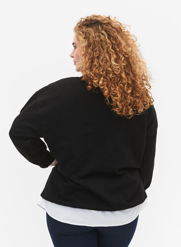 Sweatshirt mit besticktem Text, Black Copenhagen , Model image number 1
