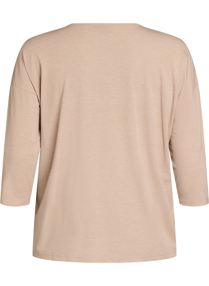 Bluse aus Jersey mit 3/4-&Auml;rmeln, Beige, Packshot image number 1