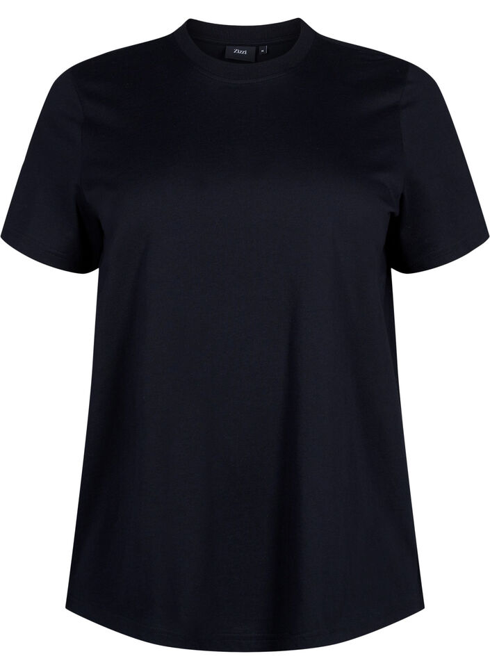Basic-T-Shirt aus Baumwolle mit Rundhalsausschnitt, Schwarz, Packshot image number 0