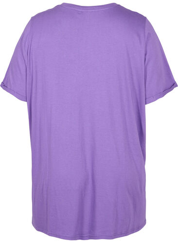 Einfarbiges Oversize T-Shirt mit V-Ausschnitt, Deep Lavender, Packshot image number 1