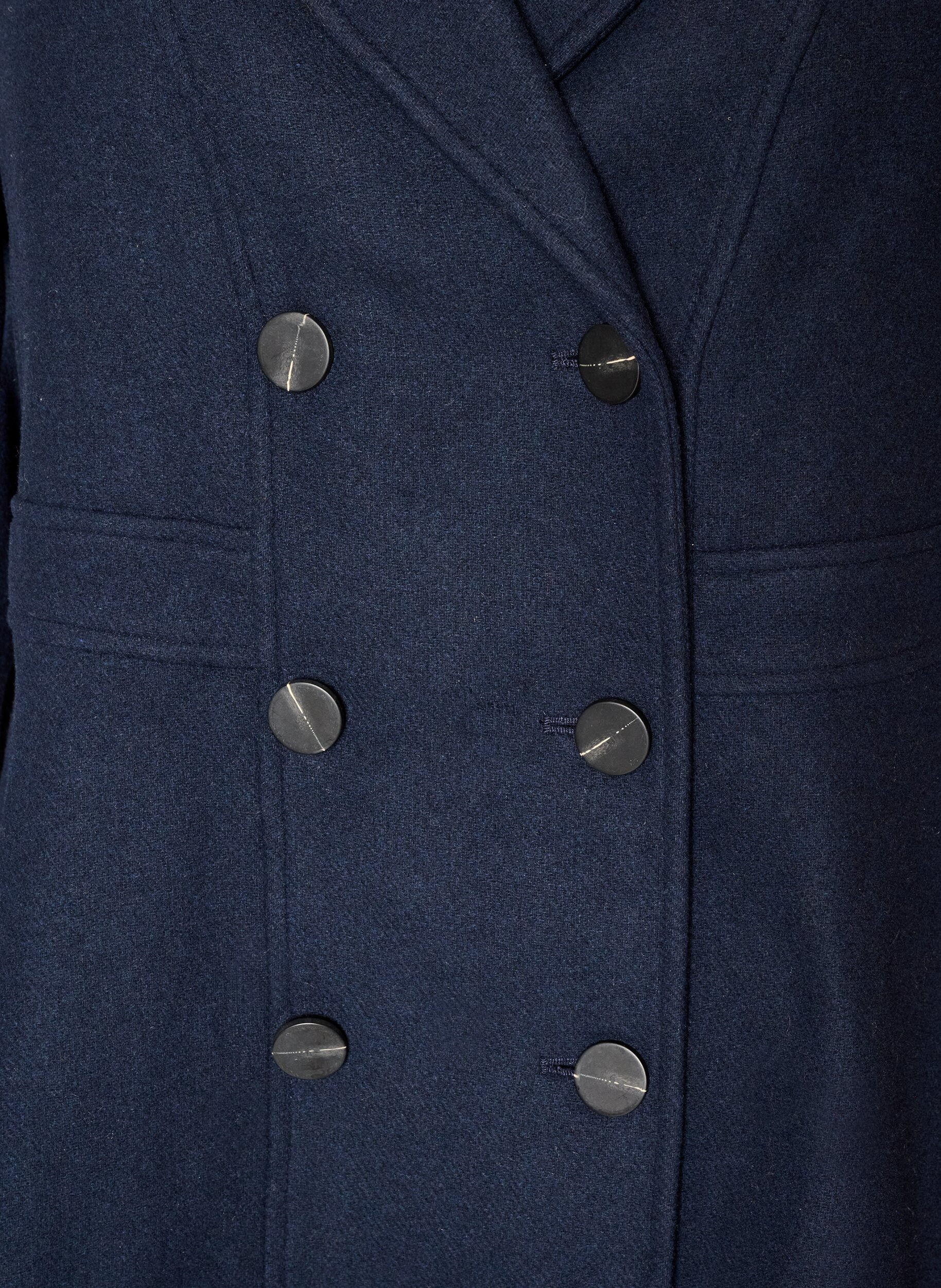 ZizziA-line wool coat with pockets, Blue, Packshot image number 2