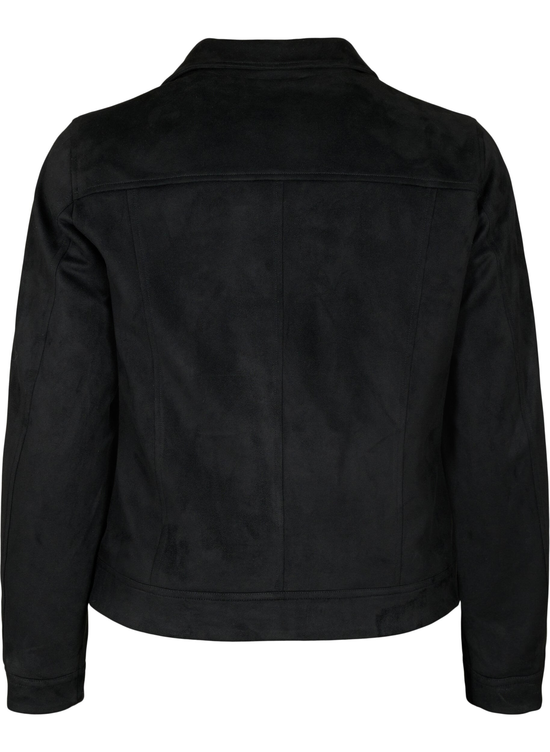 Zizzi Bikerjacke aus Wildlederimitat, Black, Packshot image number 1