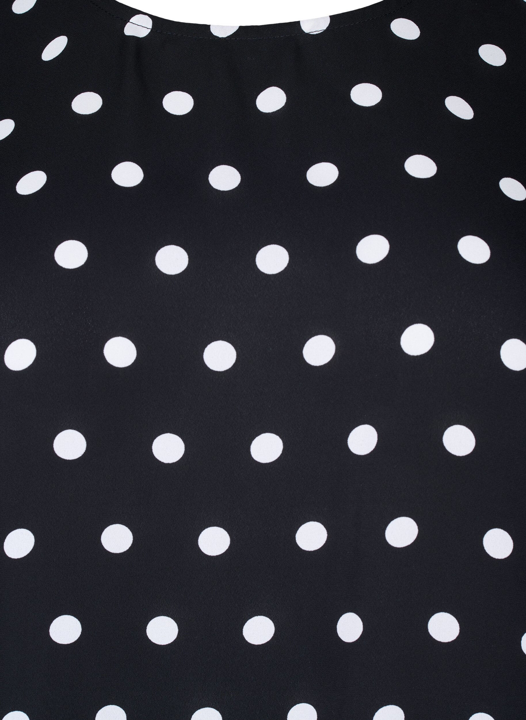 Zizzi Gepunktete Bluse mit kurzen &Auml;rmeln, Black W. White Dot, Packshot image number 2