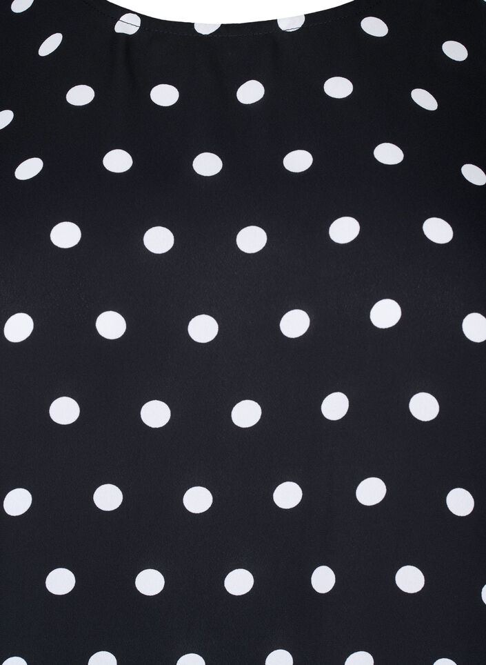 Gepunktete Bluse mit kurzen Ärmeln, Black W. White Dot, Packshot image number 2