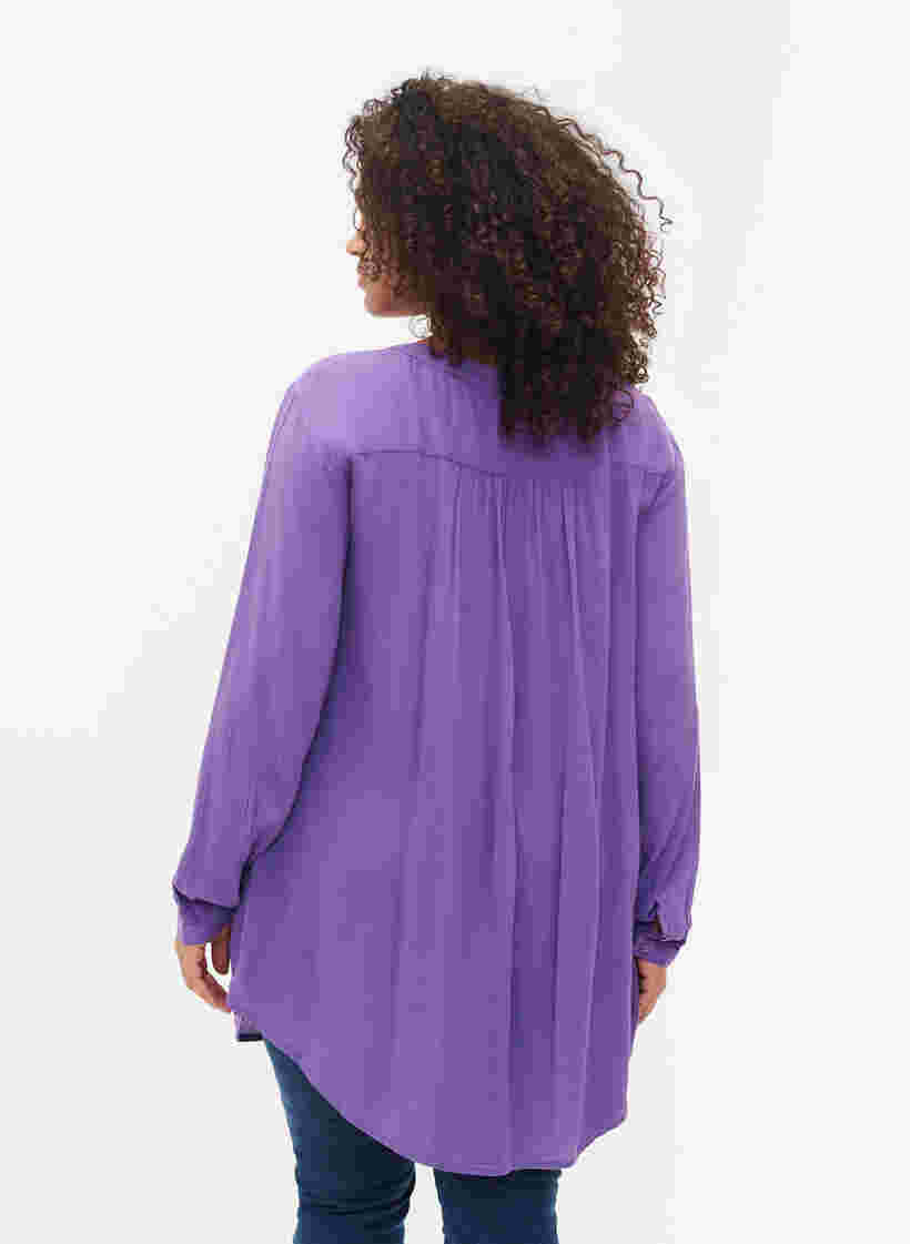 	 Viskose-Tunika mit V-Ausschnitt, Deep Lavender, Model image number 1