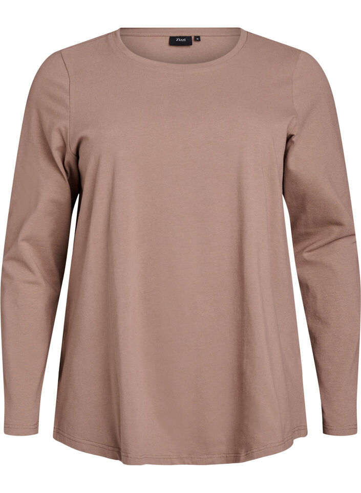 Basic Bluse aus Jersey mit langen &Auml;rmeln, Braun, Packshot image number 0