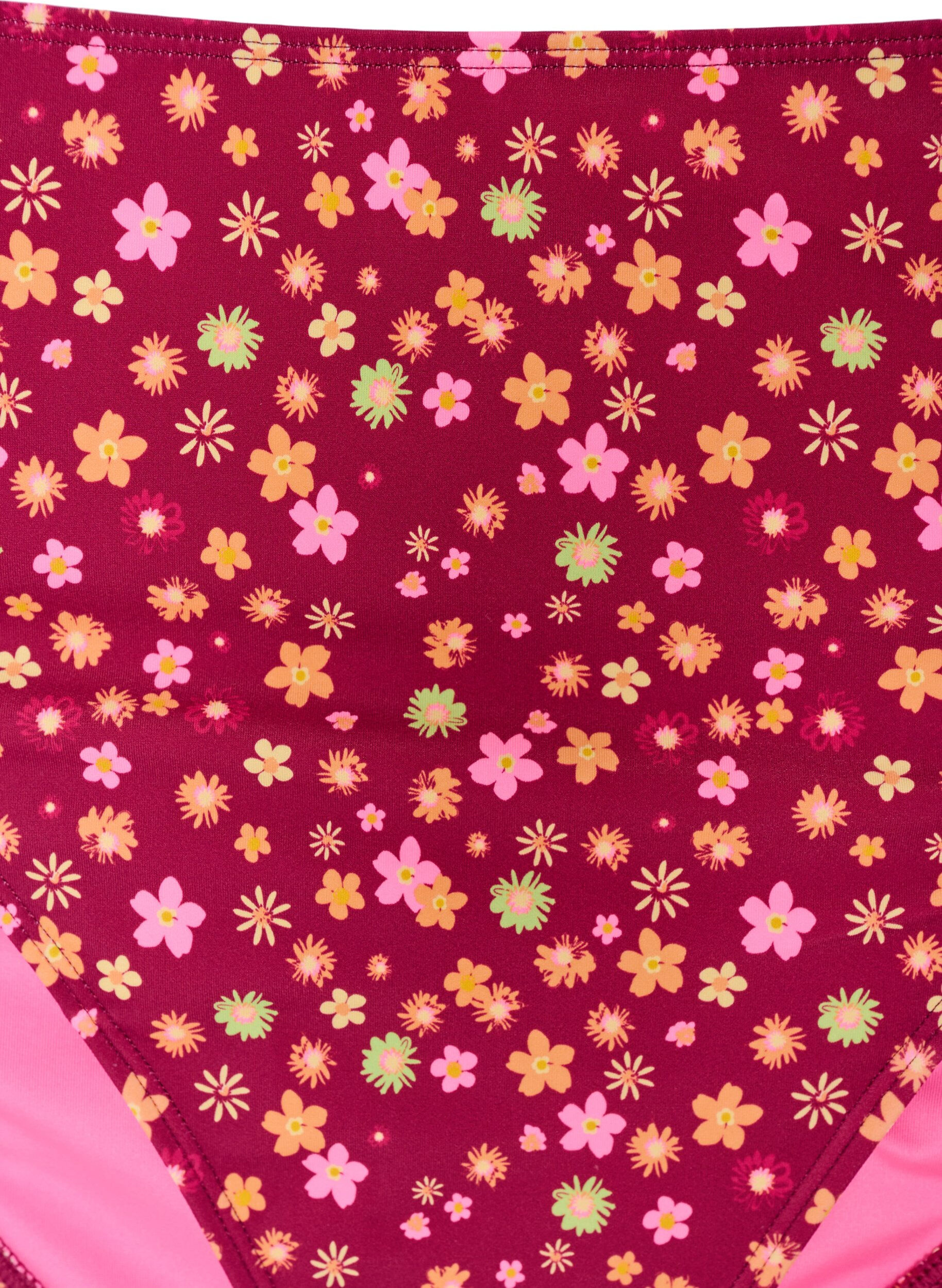 Zizzi Gebl&uuml;mter Tai-Bikini-Slip zum Binden, Rot, Packshot image number 2