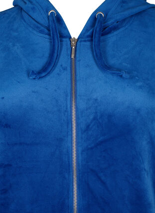 Cardigan aus Velours mit Reißverschluss und Kapuze , Monaco Blue, Packshot image number 2