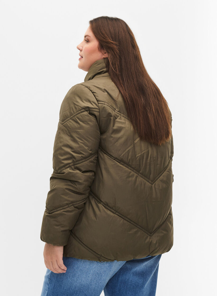 Kurze Puffer-Winterjacke mit Taschen, Bungee Cord , Model image number 1