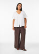 Bluse aus Leinen und Viskose mit V-Ausschnitt und Knopfverschluss, Wei&szlig;, Model image number 1