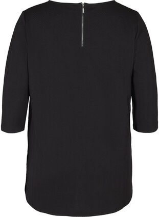 Bluse mit Struktur und 3/4-Ärmeln, Black, Packshot image number 1