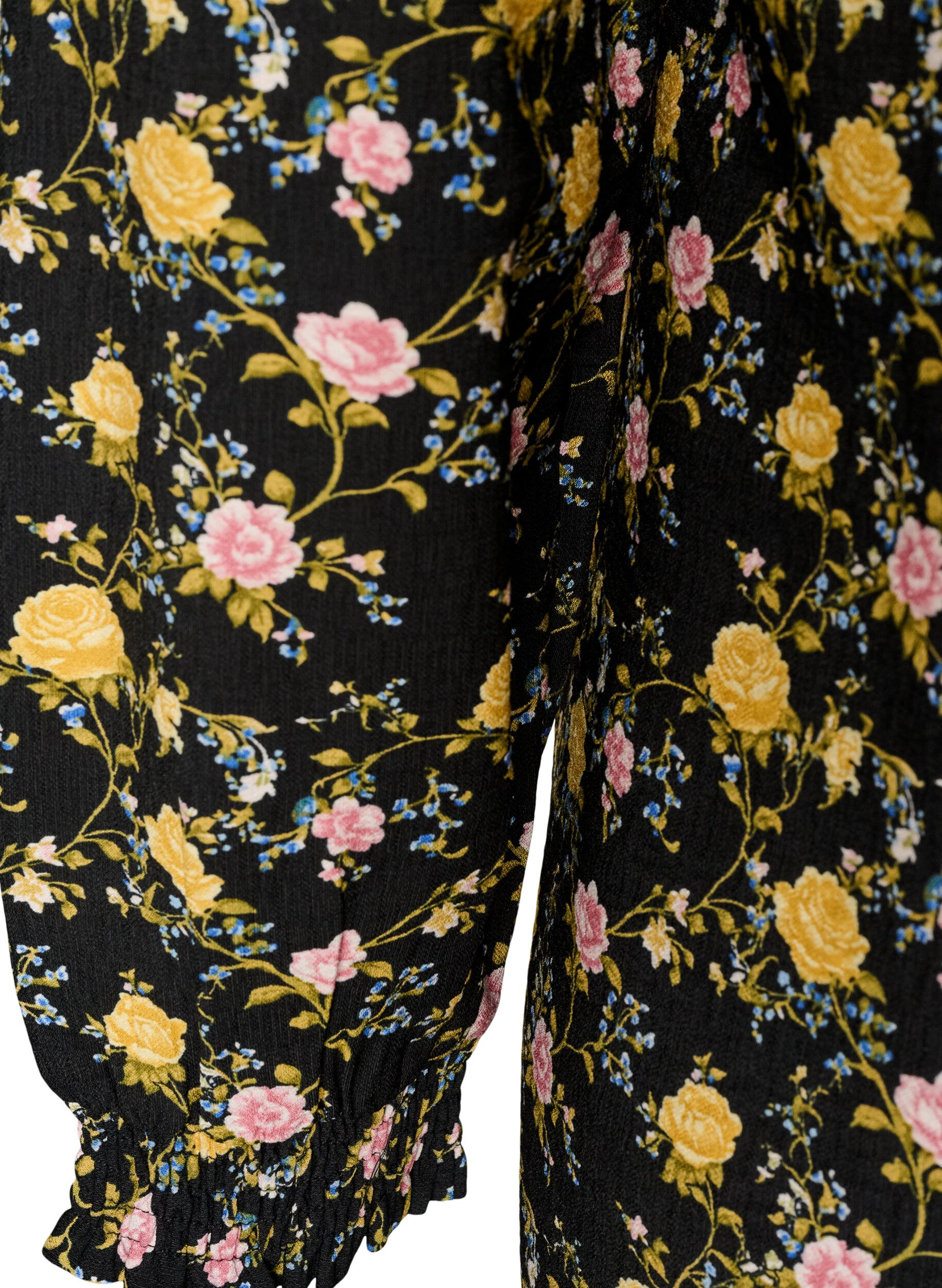 ZizziGemustertes Kleid aus Viskose mit langen &Auml;rmeln, Schwarz, Packshot image number 3