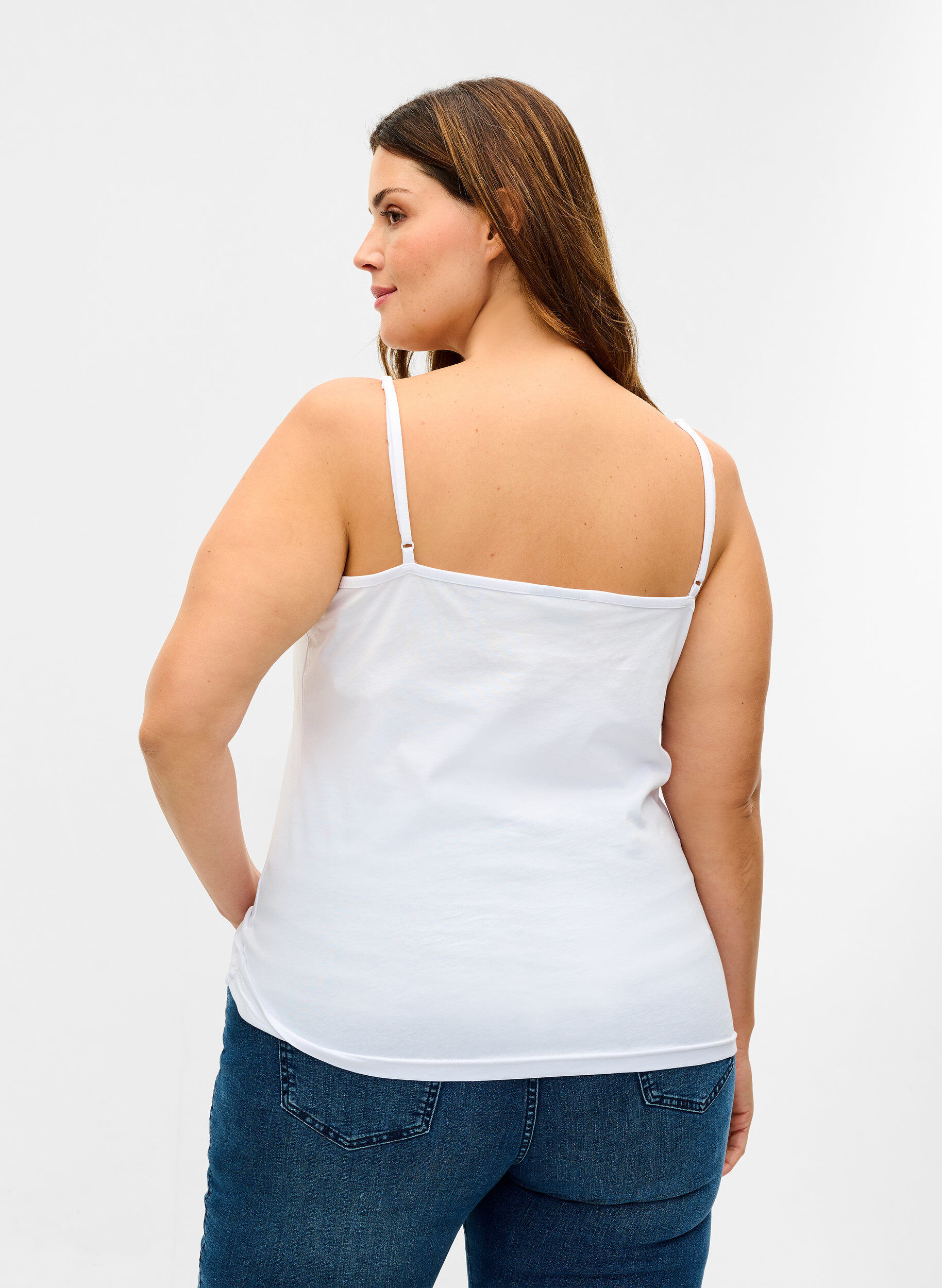 Zizzi 2er-Pack Basic-Top aus Baumwolle, Navy B/B White, Model image number 2