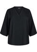 Bluse mit 3/4-&Auml;rmeln, Schwarz, Packshot image number 0