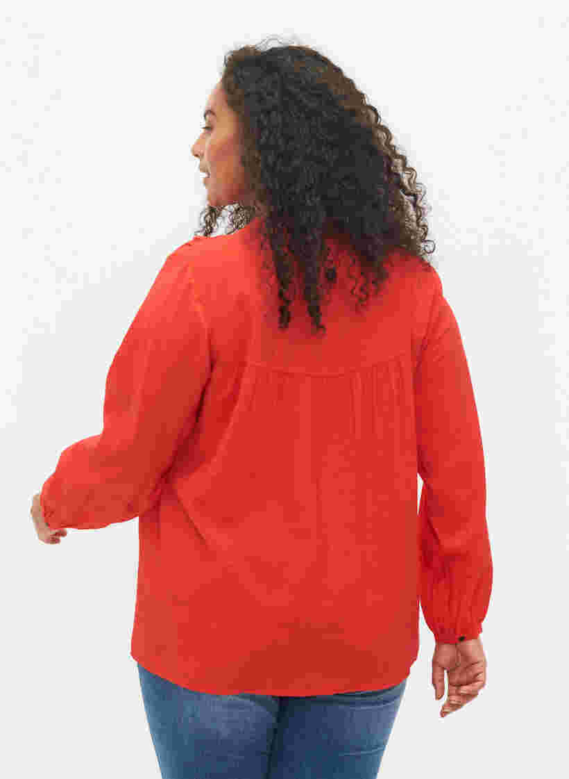 Langärmelige Bluse aus Viskosemischung, Fiery Red, Model image number 1