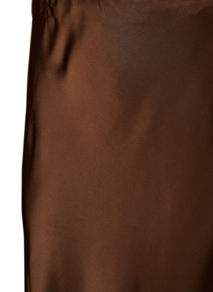 Midi-Rock aus Satin mit Spitzen, Braun, Packshot image number 2