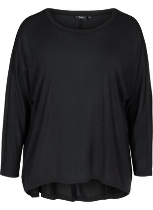 Einfarbige Bluse mit langen Ärmeln, Black, Packshot image number 0