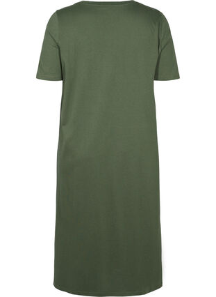 T-Shirt-Kleid aus Baumwolle mit Schlitz, Thyme, Packshot image number 1