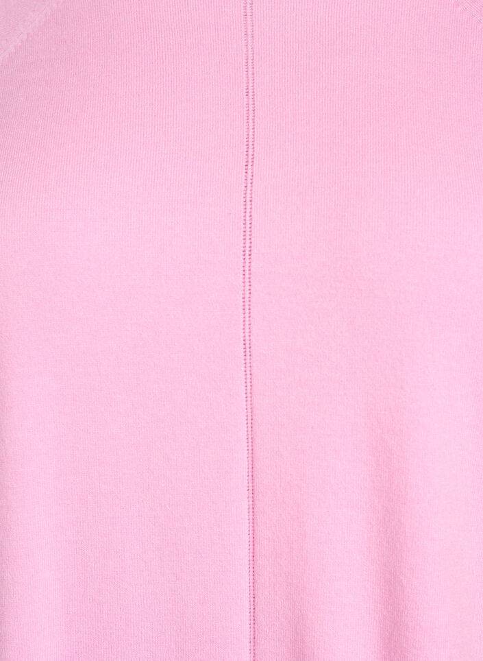 Strickbluse mit Rundhalsausschnitt und Strickmuster, Pink, Packshot image number 2