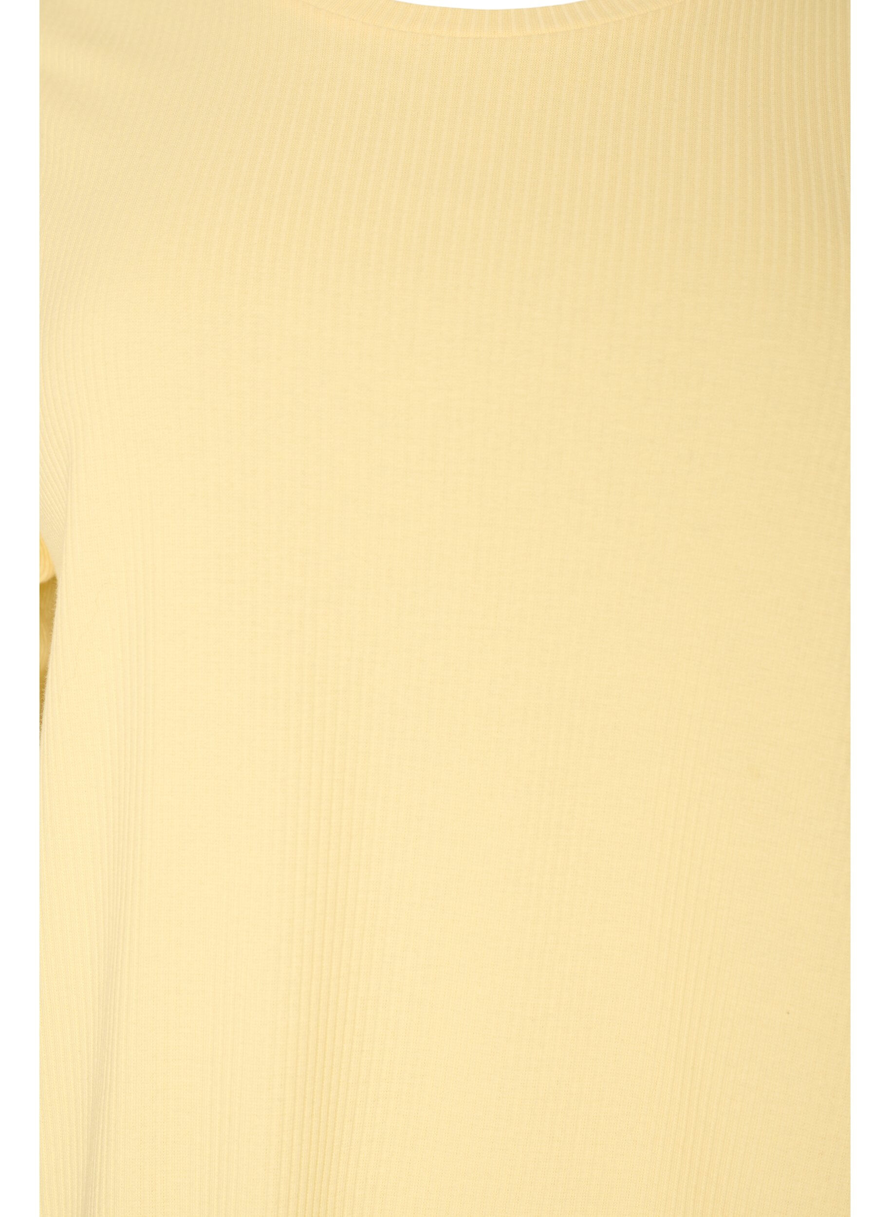 ZizziBluse aus geripptem Jersey mit kurzen &Auml;rmeln, Gelb, Packshot image number 2