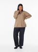 Strickbluse mit V-Ausschnitt und Raglan&auml;rmeln, Braun, Model image number 1