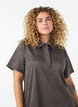 Kurzes kariertes Kleid mit Hemdkragen, Braun, Model image number 3