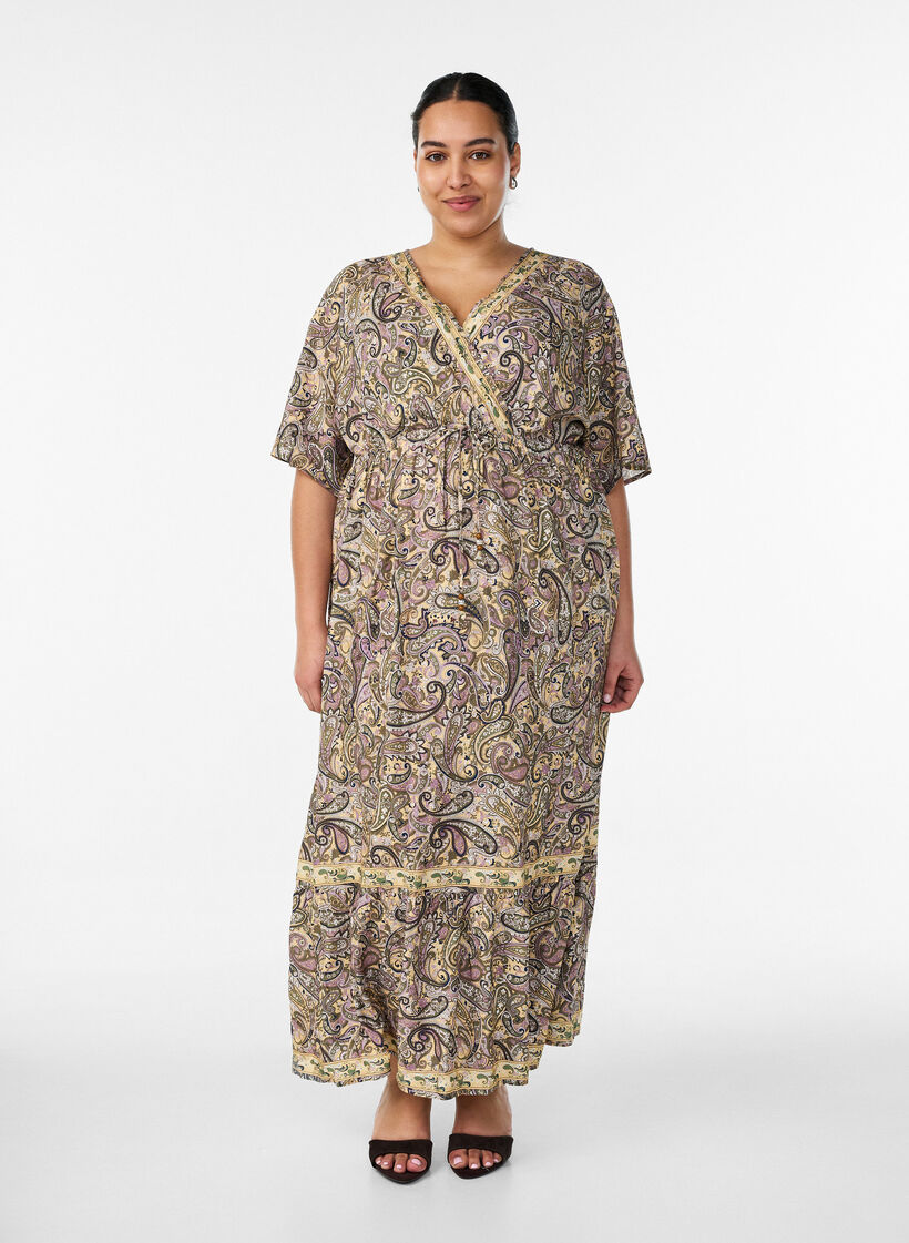 Maxikleid aus Viskose mit Paisleymuster, Gelb, Model image number 0