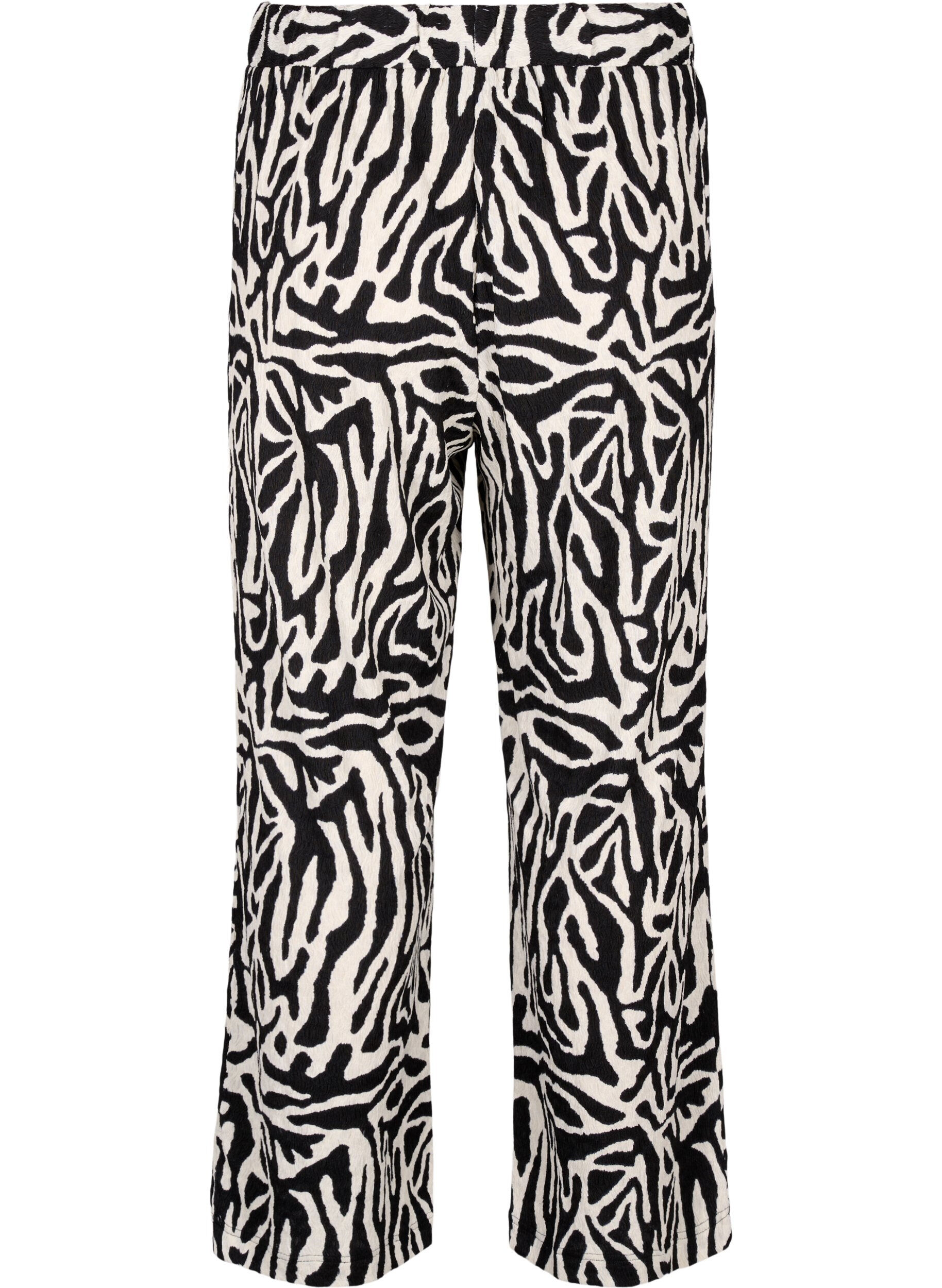 Zizzi Hose mit Zebraprint, Schwarz, Packshot image number 1