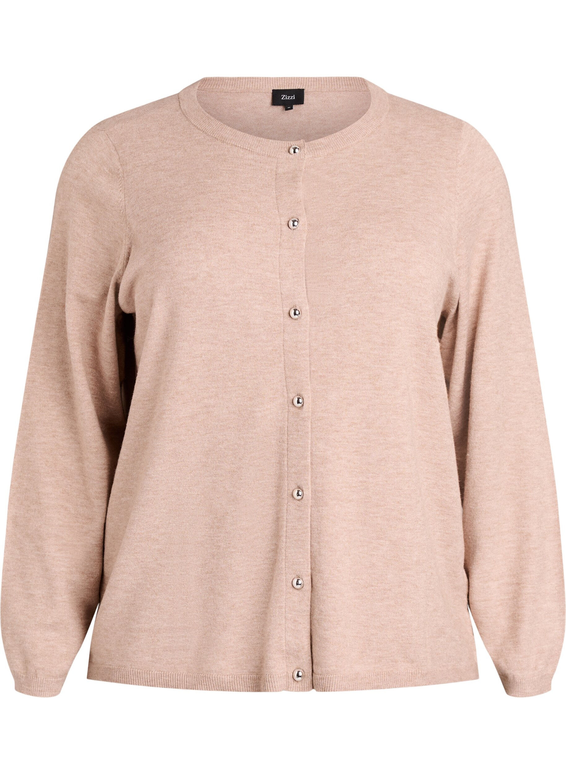 Zizzi Cardigan mit runden Kn&ouml;pfen, Beige, Packshot image number 0