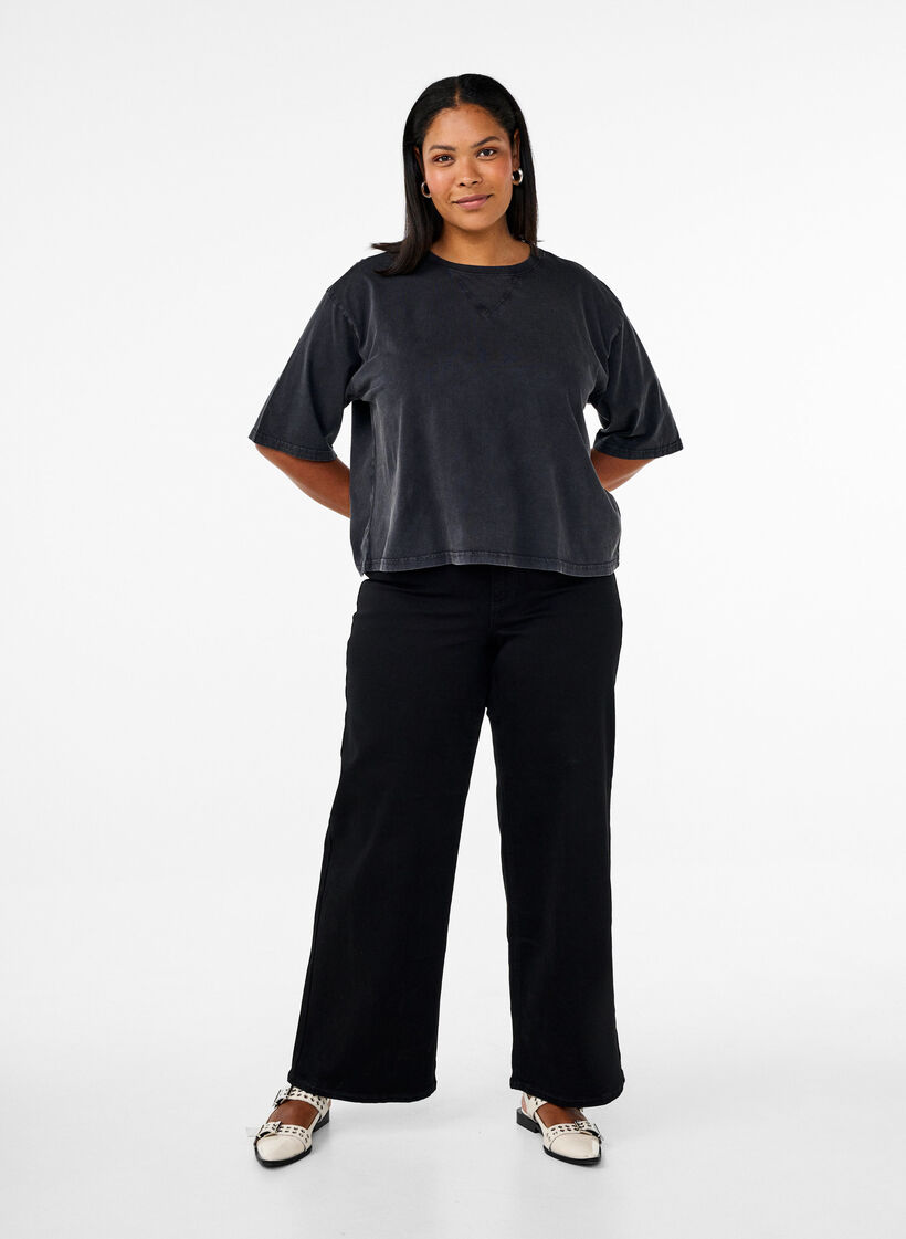 Boxy T-Shirt aus Bio-Baumwolle., Grau, Model image number 1