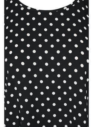 Bluse mit kurzen Ärmeln und Rundhalsausschnitt, Black w White Dot, Packshot image number 2