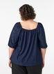 Bluse mit kurzen Puff&auml;rmeln und Lochmuster, Blau, Model image number 2