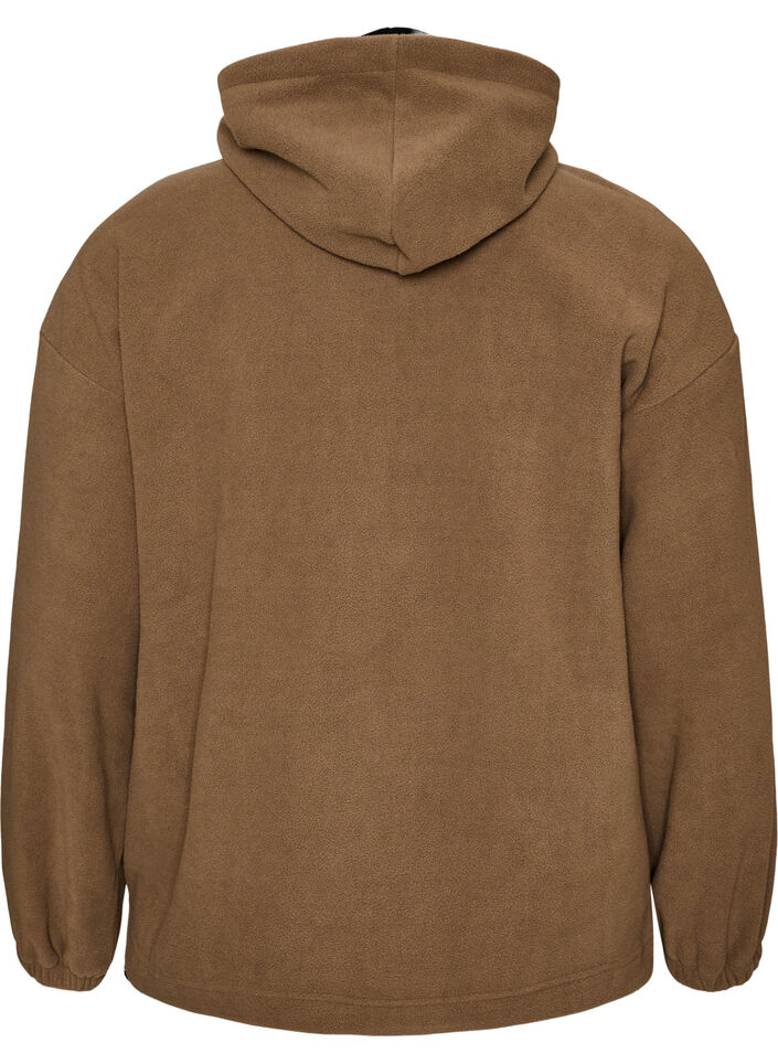 Anorak aus Fleece mit Kapuze und Kontrasteinsatz, Braun, Packshot image number 1