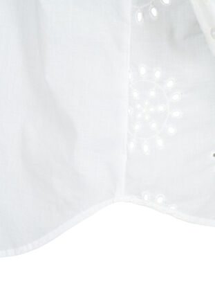 Hemdbluse mit Lockstickerei und 3/4-Ärmeln, Bright White, Packshot image number 3