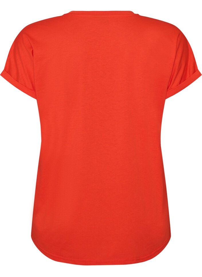 Kurz&auml;rmeliges T-Shirt aus einer Baumwollmischung, Orange, Packshot image number 1