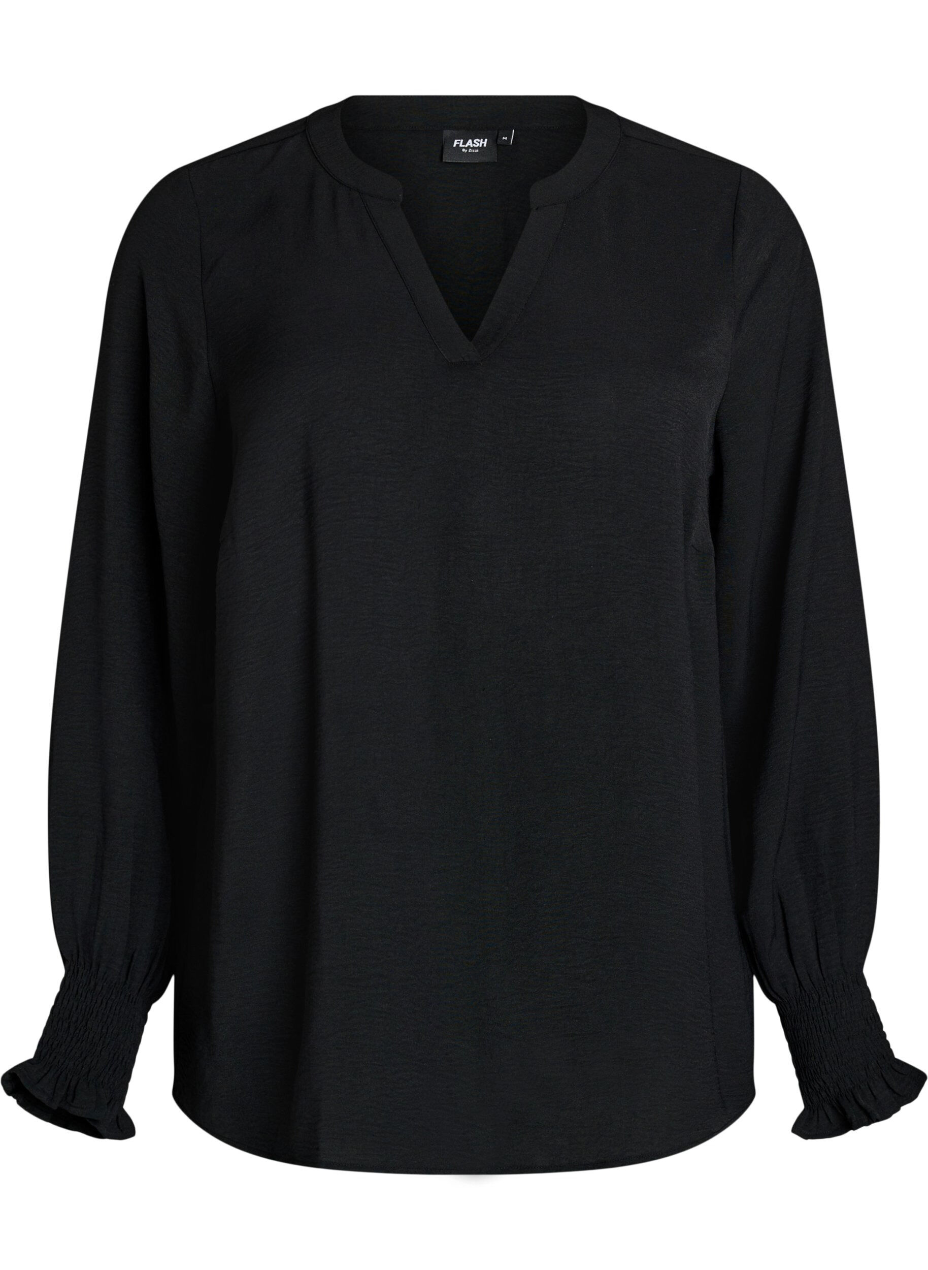 FLASH - Bluse mit Smockb&uuml;ndchen und V-Ausschnitt