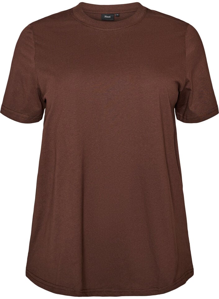 Basic-T-Shirt aus Baumwolle mit Rundhalsausschnitt, Braun, Packshot image number 0