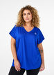 Lockeres Trainings-T-Shirt mit V-Ausschnitt, Blau, Model image number 0