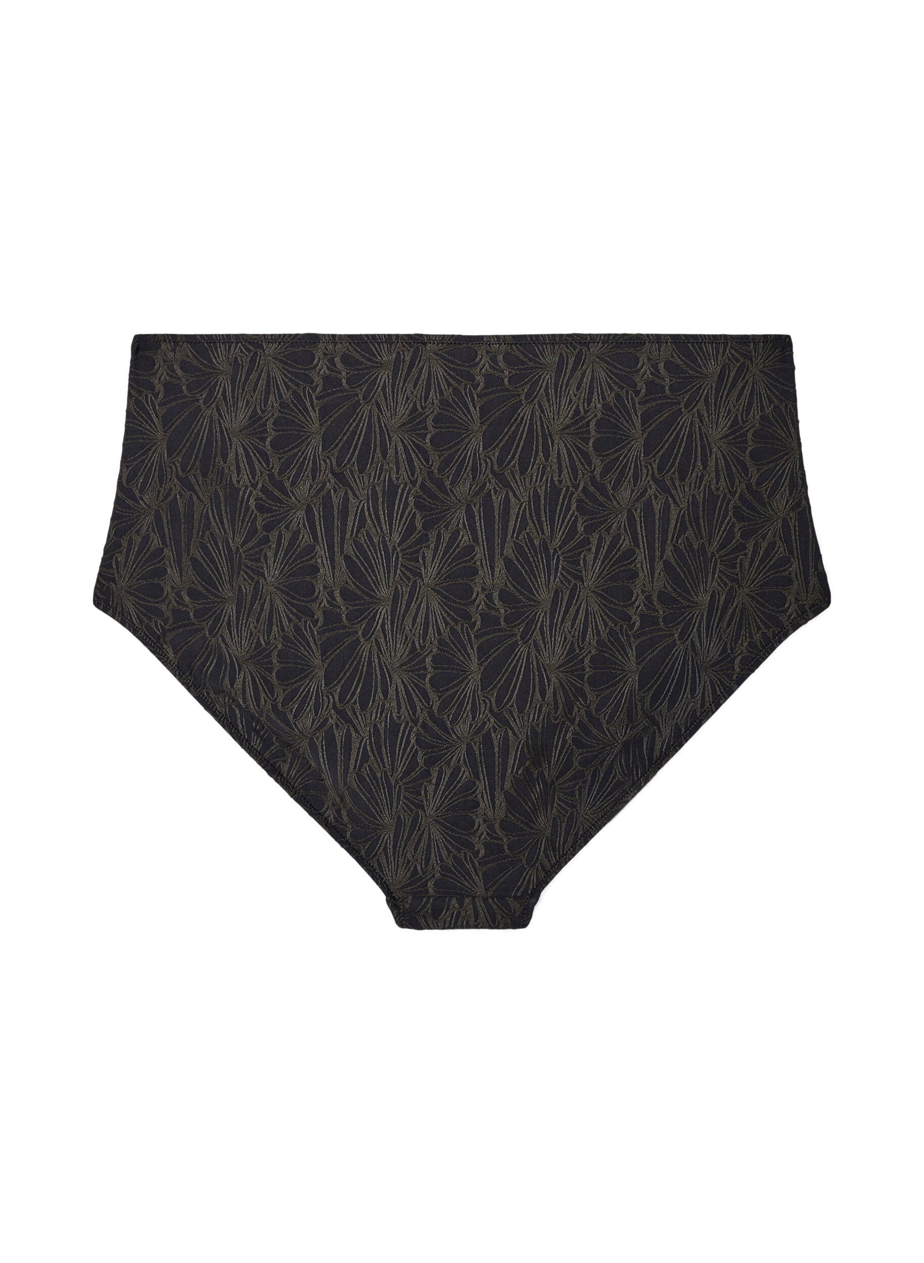 Zizzi Hoch taillierte Bikinihose mit Strukturmuster, Grau, Packshot image number 1